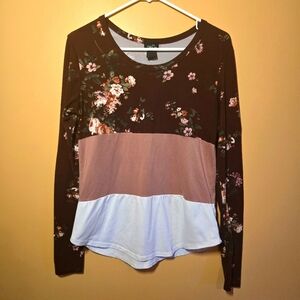 Rue21 Colorblock Floral Top, M (PTP=18.5")